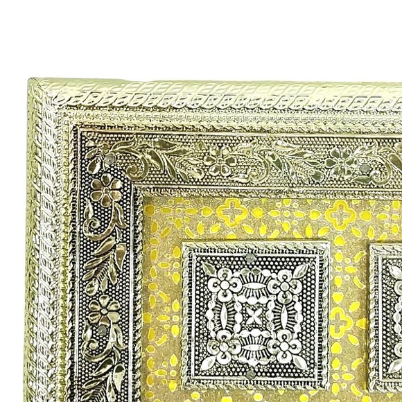 Storage Trinket Vanity Valet Box Metal Exterior Closure Hinges Embossed Floral A - Picture 5 of 10